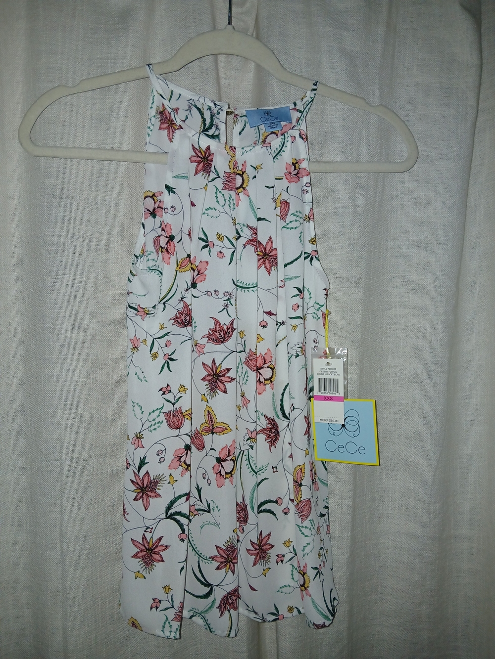 CeCe White Floral Halter Dress